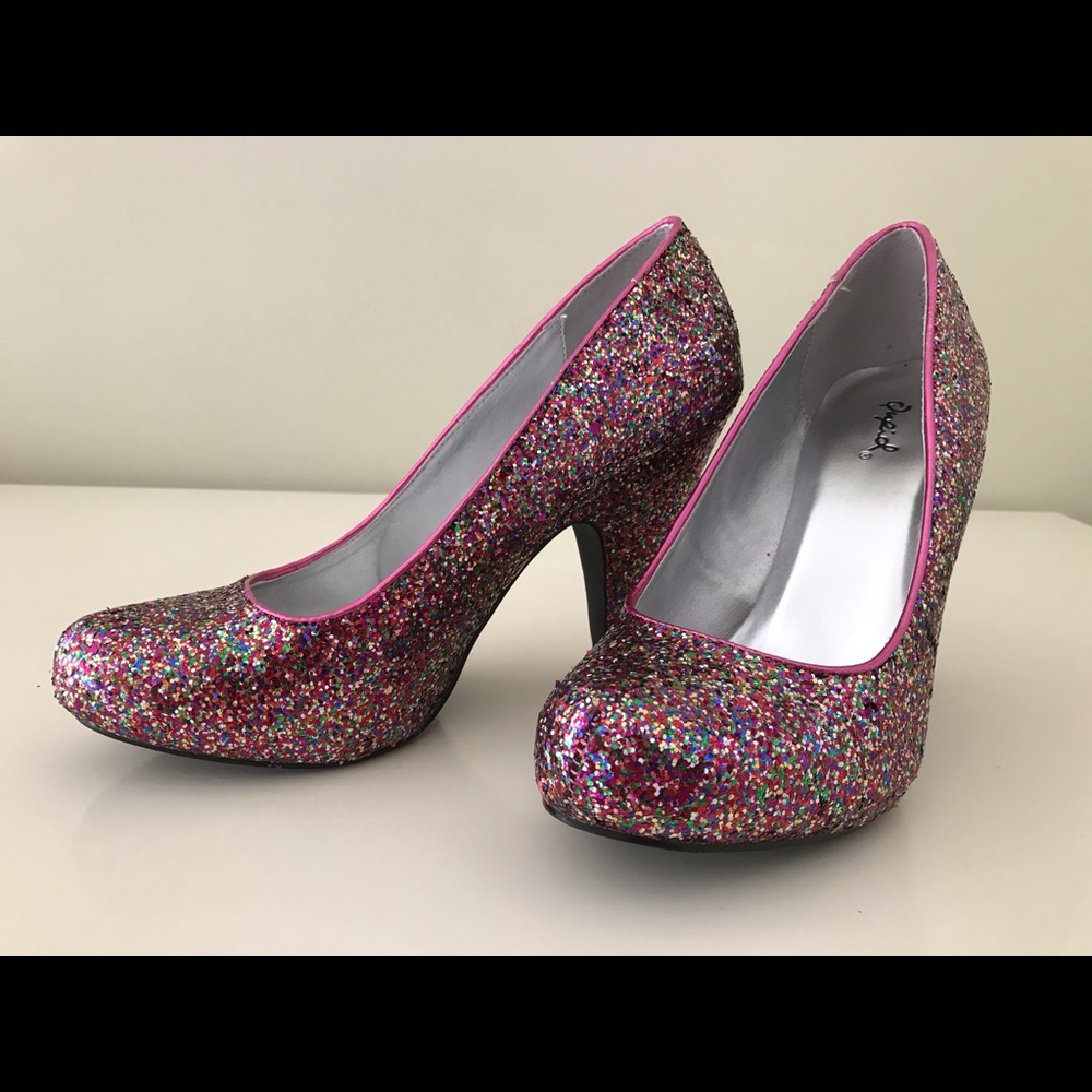 Like new Qupid rainbow glitter 4 inch heels